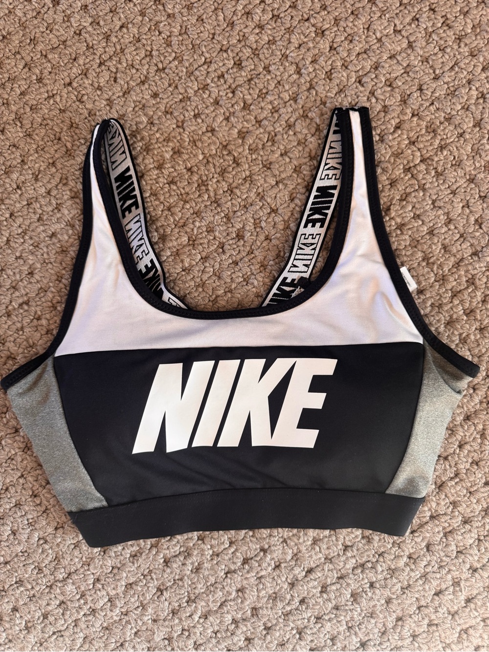 Nike Black, White & Gray Logo Sports Bra